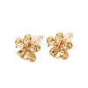 Brass Micro Pave Clear Cubic Zirconia Flower Stud Earrings EJEW-C158-17C-G-4