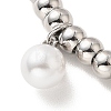 304 Stainless Steel Plastic Pearl Charm Bracelet with 201 Stainless Steel Round Beads for Women BJEW-B057-20P-2