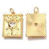 Brass Micro Pave Clear Cubic Zirconia Pendants ZIRC-O036-53G-2