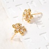 Brass Micro Pave Clear Cubic Zirconia Flower Stud Earrings EJEW-C158-17C-G-3