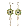 304 Stainless Steel with Glass Beads Dangle Earrings EJEW-MZ00808-5