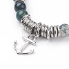 Natural Moss Agate Charm Bracelets BJEW-JB03403-03-2