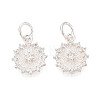 925 Sterling Silver Micro Pave Clear Cubic Zirconia Flower Charms STER-T009-20S-3
