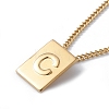 Titanium Steel Initial Letter Rectangle Pendant Necklace for Men Women NJEW-E090-01G-03-1