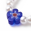 Plastic Imitation Pearl & Millefiori Glass Beaded Finger Ring for Women RJEW-JR00484-4