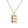 Brass Pave Colorful Cubic Zirconia Initial Pendant Necklaces for Women FS-WG02860-05-1