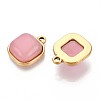 Natural Rose Quartz Square Pendants STAS-N109-211C-G-2