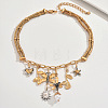 Alloy & Imitation Pearl Sun Butterfly Flower Pendant Bib Necklaces for Women WGA5C74-01-4