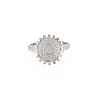 Non-Tarnish 304 Stainless Steel Flat Round with Initial Letter Open Cuff Ring for Men Women RJEW-S405-246P-O-1
