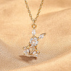 Brass Pave Clear Cubic Zirconia Rabbit Pendant Necklaces for Women WG4E031-02-1