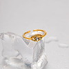 Adjustable 304 Stainless Steel with Cubic Zirconia Cuff Open Rings for Women DT5559-1