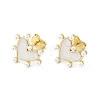 Rack Plating Brass Enamel Stud Earrings for Women X-EJEW-G311-02G-1