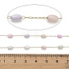 Handmade 304 Stainless Steel Dyed Shell Beads Oval Link Chains CHS-B011-03B-G-3