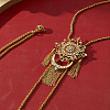 Elegant Brass Pave Clear Cubic Zirconia Flower Long Tassel Lariat Necklaces Brooches for Women OD2004-5