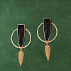 Teardrop with Ring Alloy Glass Dangle Stud Earrings FS-WG01007-02-1