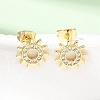 Brass Micro Pave Cubic Zirconia Stud Earrings KK-CBA5B62-05G-1