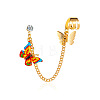 Butterfly Alloy Enamel Chains Tassel Stud Earrings WG03E93-14-1