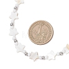 2Pcs 2 Styles Natural White Shell & Brass Moon Star Beaded Necklaces NJEW-JN05854-3