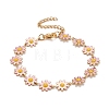 Enamel Daisy Link Chains Bracelet BJEW-P271-01G-05-1