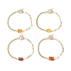 Rectangle Natural Amber Bead Link Bracelets BJEW-JB13365-2