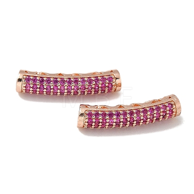 Brass Cubic Zirconia Curved Tube Beads KK-Q019-01B-1