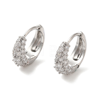 Brass Micro Pave Clear Cubic Zirconia Hoop Earrings KK-A227-11P-1