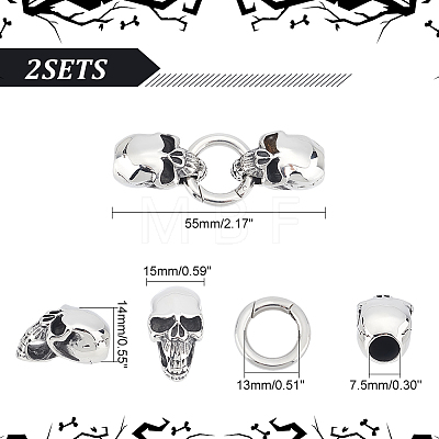 Unicraftale 2 Sets Tibetan Style 304 Stainless Steel Spring Gate Rings STAS-UN0040-63-1