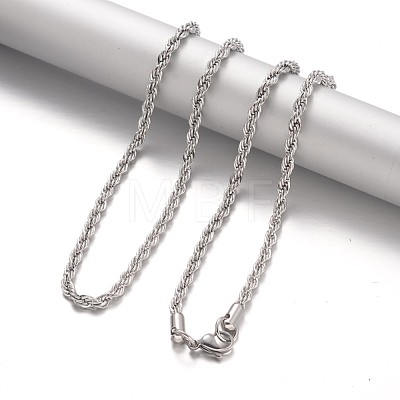 304 Stainless Steel Rope Chain Necklaces NJEW-F195-05G-P-1