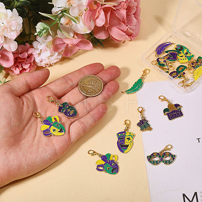 15Pcs Carnival Alloy Enamel Pendant Decorations HJEW-CA00095-1