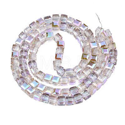 Electroplate Transparent Glass Beads Strands EGLA-N002-28-1