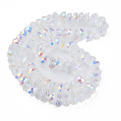 Electroplate Transparent Glass Beads Strands X-EGLA-N002-37-C01-1