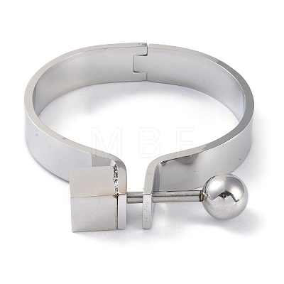 Round Ball 304 Stainless Steel Hinged Bangles BJEW-G700-06P-1