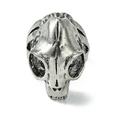 Skull Alloy Open Cuff Rings RJEW-K275-31AS-1