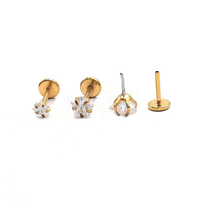 Stainless Steel Clear Cubic Zirconia Threadless Labret Stud WG18B1C-18-1