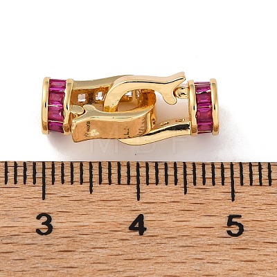 Brass Micro Pave Cubic Zirconia Fold Over Clasps KK-C076-06G-1