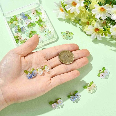 20Pcs 5 Colors Glass & Acrylic Pendants PALLOY-YW00224-1