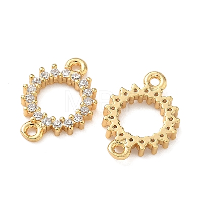 Brass Micro Pave Clear Cubic Zirconia Connector Charms KK-Z136-67G-1