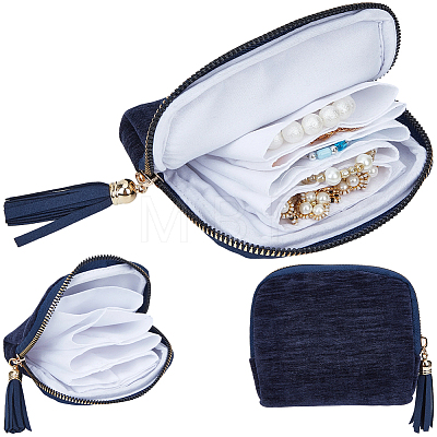 Velvet Jewelry Zipper Bags with Tassel ABAG-WH20009-32C-1