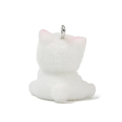 Animal Theme Flocky Opaque Resin Pendants RESI-H042-01P-05-1