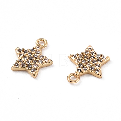 Brass Micro Pave Clear Cubic Zirconia Charms KK-E068-VF270-1