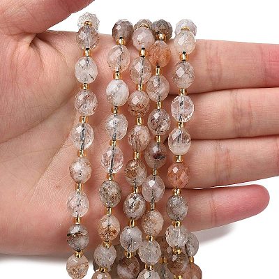 Natural Copper Rutilated Quartz Beads Strands G-F809-A41-01-1