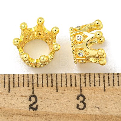 Brass Cubic Zirconia European Beads KK-L075-019G-1