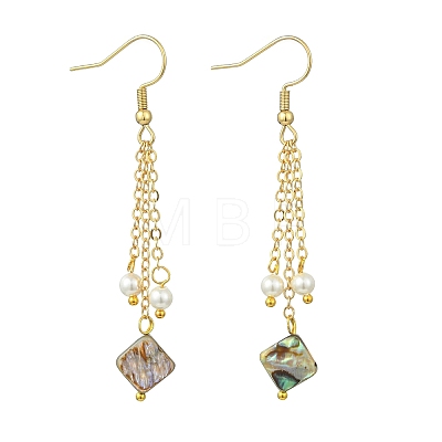 Shell Pearl & Abalone Shell/Paua Shell Dangle Earrings for Women EJEW-JE07328-02-1