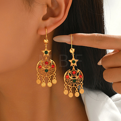 Moon with Star Alloy Chandelier Earrings KY9865-1