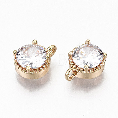Brass Glass Rhinestone Charms X-GLAA-S179-32-RS-1