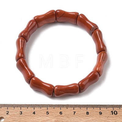 Bamboo Natural Red Jasper Beads Stretch Bracelets for Women Men BJEW-K304-01B-1