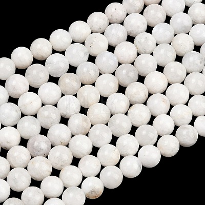 Round Grade A Natural Rainbow Moonstone Bead Strands G-M304-06-8.5mm-1