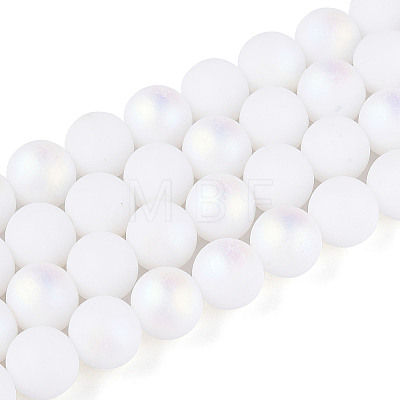 Frosted Opaque Glass Beads Strands GLAA-T032-P10mm-MBB02-1