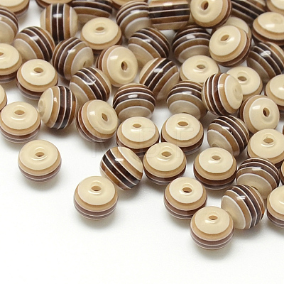 Transparent Stripe Resin Beads RESI-S345-6mm-08-1