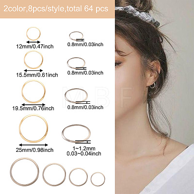 Craftdady 64Pcs 8 Styles 304 Stainless Steel Linking Ring STAS-CD0001-19-1
